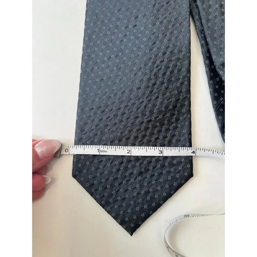 Hickey Freeman Made in USA Silk Men's Neck Tie Steel Blue Silver SG